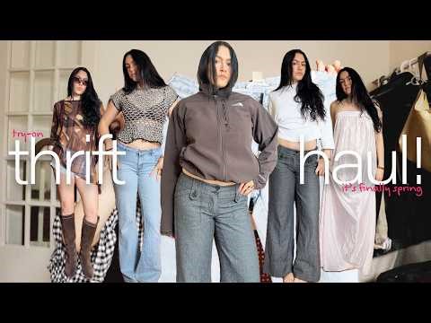 a very good spring thrift haul | try-on ❤︎₊ ⊹ ♡