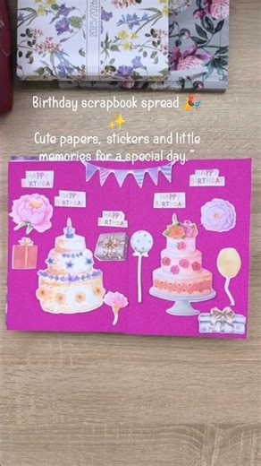 “Creating a birthday-themed scrapbook page#scrapbooking#scrapbookideas#scrapbooklayout 🎉✨”