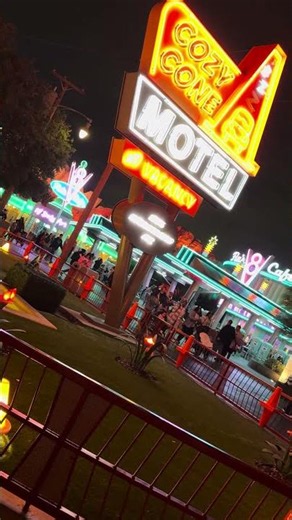 Radiator Springs at night = unmatched Disney vibes 🌌🏁 #Disney #Disneyland #RadiatorSprings #Cars
