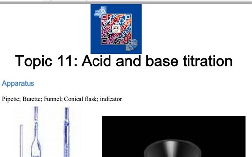 A Level化学Topic 11 Acid and base titration