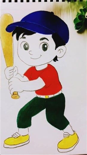 Baseball player drawing Tutorial/🤾#boy #player#cartoon #drawing