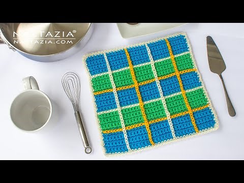 CROCHET Plaid Dishcloth - Quick and Easy DIY Tutorial for Kitchen and Home Decor