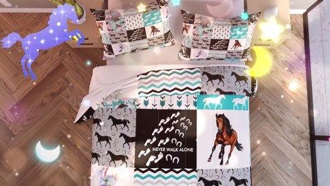 Horse Bedding,Western Farmhouse Horse Comforter Set For Girls Twin Bed,Boho Arrow Teal Zebra Stripe Comforter For Kids Boys Women,Rose Flower Rustic Cowboy Quilt Duvet sets 1 Pillowcases Black White