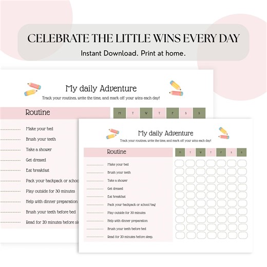 Printable Daily Routine Tracker for Kids Planner Chore Chart for Habit Tracker Visual Schedule Responsibility List Canva Template - Etsy