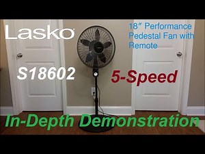 Lasko S18602 18" High Performance Series 5-speed pedestal fan | Product demonstration