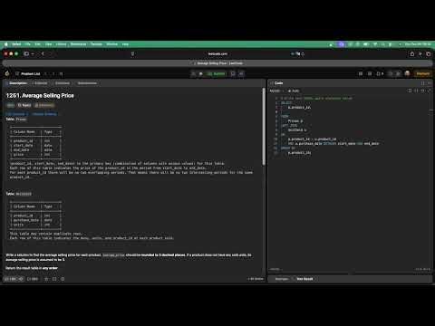 No Sound Leetcode 1251: Average Selling Price