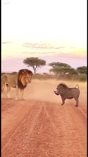 King Warthog👑🐗 vs Lion🦁😂 #shorts #funny