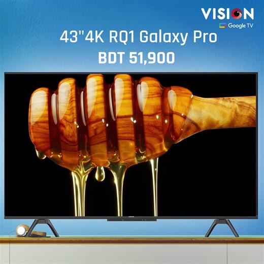 16K views · 3.1K reactions | VISION 43" RQ1 Galaxy Pro comes with HDR 10+ for greater immersive viewing. Experience the greater experience near to real only at 51,900 Taka. | Vision Electronics | Facebook