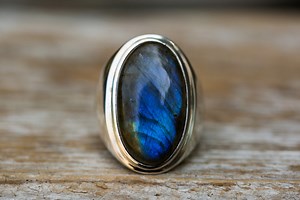 Sterling Silver Labradorite Ring - Size 13 - Shimmering Blue Gemstone - Etsy