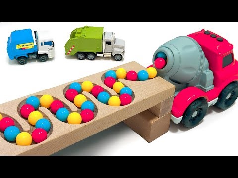 Marble Run ☆ Wooden Marble Track with Toy Vehicles - Satisfying Video