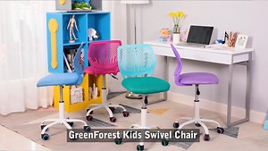 Watch GreenForest Office Task Desk Chair Adjustable Mid Back Home Children Study Chair, Turquoise on Amazon Live
