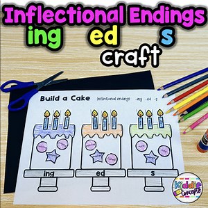 Inflectional Endings -ing -ed -s Craft Worksheets