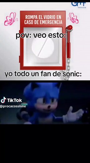 Romper el vidrio en emergencias: Meme de Sonic