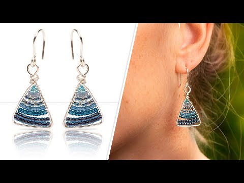 Triangle Wire and Seed Bead Earrings - DIY Jewelry Making Tutorial by PotomacBeads