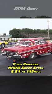 This NHRA Super Stock Ford Fairlane charges to an impressive 8.84 @ 148 MPH, showing just how quick Super Stock can be. Clean hit, clean pass, and serious speed. #SuperStock #FordFairlane #DragRacing #RPMArmy | RPM Army