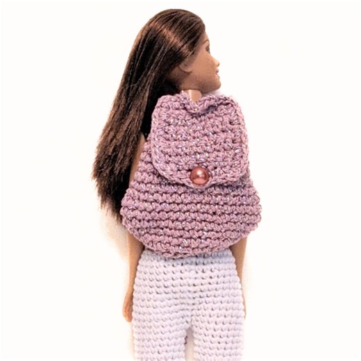 Handmade Crochet Doll Backpack: Sparkly Purple Fashion Doll Bag - Etsy