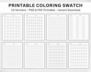 Color Swatch Charts. Swatch Test Template. Blank Color Test. Color Swatch. Marker Set. Marker Test. Coloring Swatch Chart. Printable PDF/PNG - Etsy