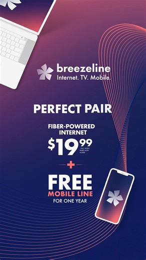 Get Fiber-powered Internet starting at $19.99/mo. plus a FREE Mobile line for one year when you pair with Mobile. | Breezeline | Facebook