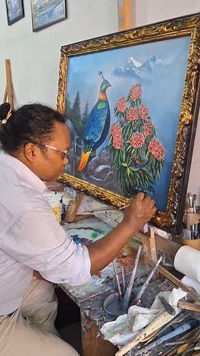 Nepali national bird danfe painting. #danfe #viralreelsシ #bkartgallery #bknarbahadur #friends #tranding #flowers #hilights | Bk Nar Bahadur