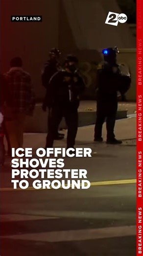 ICE Officer shoves protester to ground in Portland