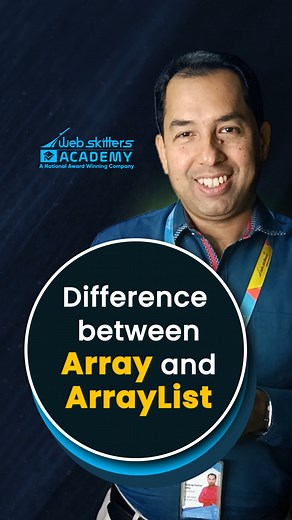 Confused about arrays and ArrayLists? Don't worry! This quick video breaks down the key differences in a simple way. Suggest some captions regarding this Follow WebSkitters Academy for more! #coding #arrays #arraylist #datastructures | WebSkitters Academy
