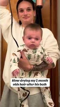 drying 2 months baby hair after bath 🚿