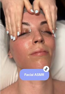 Makeup during a facial exposure therapy 🤣 #facial #asmr #relaxing #esthetician #facialasmr