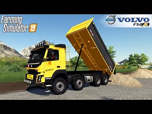 Farming Simulator 19 - VOLVO FMX Dump Truck Unloads Crushed Stone For Road Construction