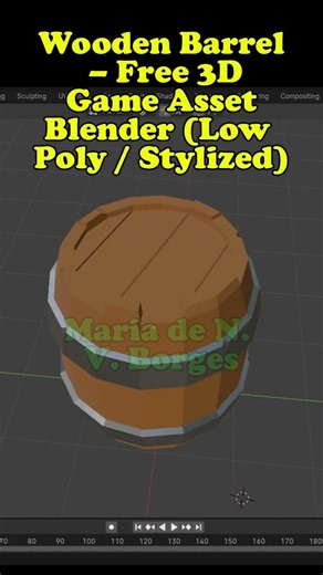 Wooden Barrel – Free 3D Game Asset Blender (Low Poly / Stylized)
