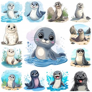 40 Adorable Seal PNG Clipart Bundle, Cartoon Funny Seal Illustration, Cute Playful Seal Drawing, Baby Seal Image, Silly Seal, Commercial Use - Etsy