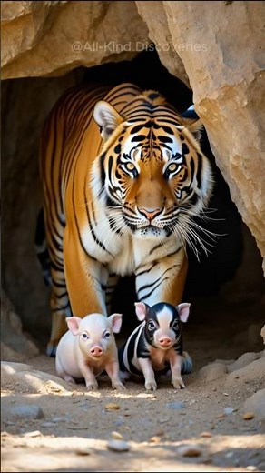 Tiger Adopts Two Piglets!