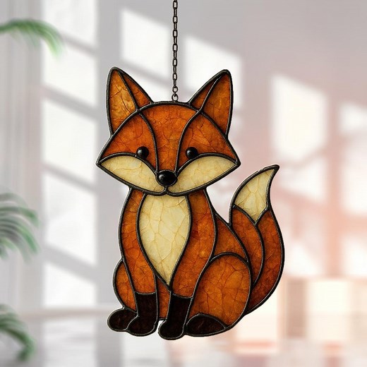 Fox Stained Glass Pattern: DIY Animal Suncatcher Template (PDF Download) - Etsy