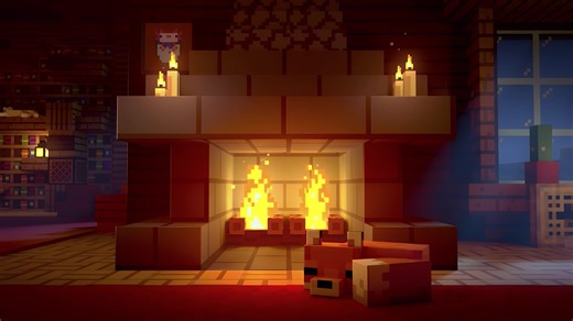 Minecraft Relaxing Fireplace Live Wallpaper