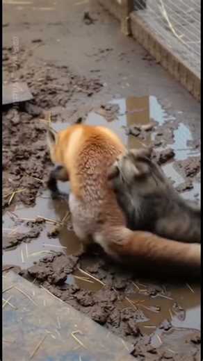 Caught Stealing Eggs — The Fox Meets the Cat Bodyguard! #catvsfox #aianimals