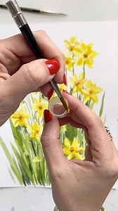 A relaxing spring daffodil painting for you. 💛☺️ #watercolors #watercolorflorals #hellospring #learntopaint #springflowers #daffodils | Art by Bianca