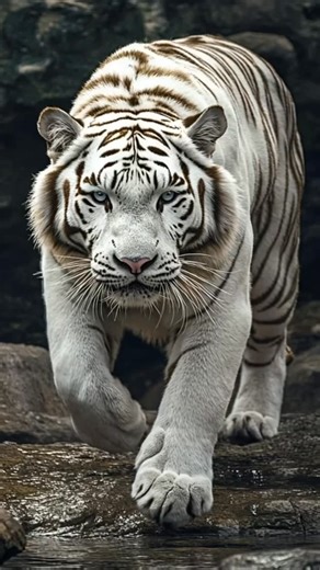 1K views · 88 reactions | Meet the White Bengal Tiger ✨ Unlike regular Bengal tigers, their rare white coat comes from a genetic variation that changes their fur color — not albinism, but a recessive gene! ❄️ With fewer than a few hundred in the world, spotting one is like seeing living magic.  #WhiteBengalTiger #WildlifeReels #RareBeauty #BigCatEnergy #NatureFacts #TigerLovers | PAW POINT UK | Facebook