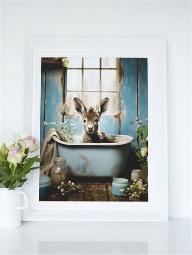 Baby Donkey Bathtub Print – Farmhouse Bathroom Animal Art (digital Download) - Etsy Canada