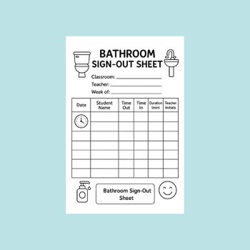 Bathroom Sign-Out Sheet | Printable Restroom Log for Classroom Manageme