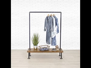 Industrial Pipe Double Rail Clothing Rack by William Robert's Vintage