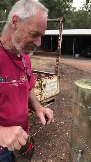 Bob The Fencer - tying off fence wire at end post