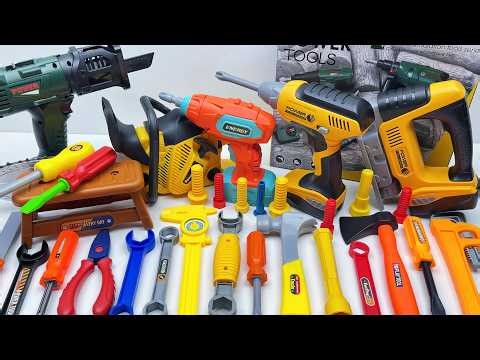 10-Minute Unboxing of an Electric Tool Kit: Chainsaw, Nut and Screwdriver Set - Toy Review