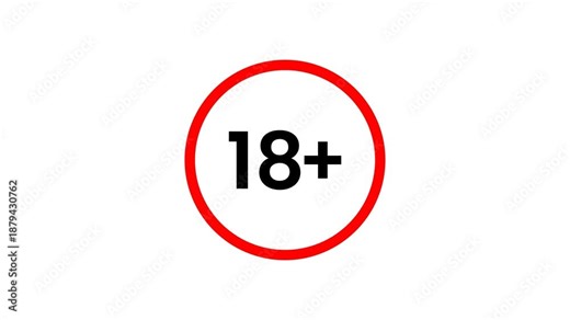 Animated 18 Plus Adult Content Warning Sign with Bouncing Effect