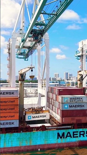 Maersk Cargo Ship Loading at Port of Miami | Epic Drone Aerial Views 4K #shippingcontainers