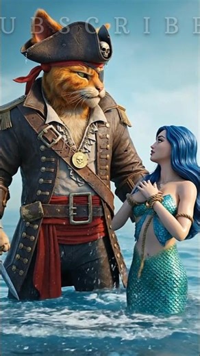 Cat Pirate Saving a beautiful mermaid #catshorts #shorts