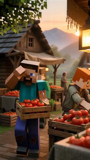Steve and Alex Selling Tomatoes in Minecraft… 🍅😮”#minecraft #shorts