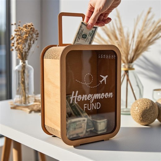 Personalized Honeymoon Fund Box – Wooden Suitcase Money Bank for Wedding Gift, Newlywed Travel Bridal Shower Gift - Etsy