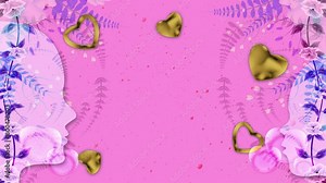 transparent mother and son face icons in purple colour texture with decorated flowers. copy space for mother's day greetings.