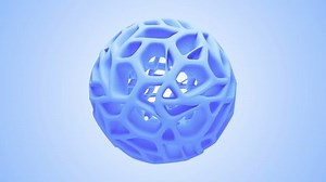 Abstract background with 3d geometry form with voronoi like patterns. Procedural cellular structures. Loopable with luma mask.