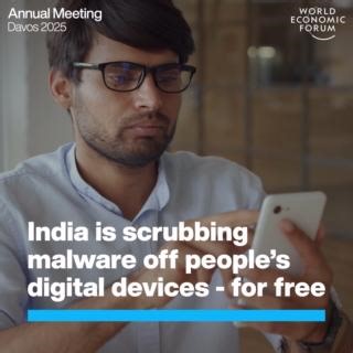 The free #cybersecurity initiative alerts users if their devices are compromised and provides free tools to remove bots and #malware. The Global Cybersecurity Outlook 2025 identifies the major trends making #cyberspace increasingly unpredictable, and outlines the importance of building #cyberresilience. Learn more here: wef.ch/cybersecurity25 CERT-In, Government of India #India #Cybersecurity #Cyberattacks #Cybersecurity25 Collaboration for the Intelligent Age is the theme of the World Economic 