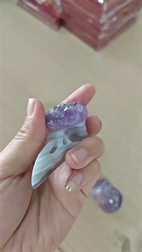 2.5 inch Amethyst Cluster Crow Skull Natrual Amethyst Crystal Carving #crystals #crow #crystalskull
